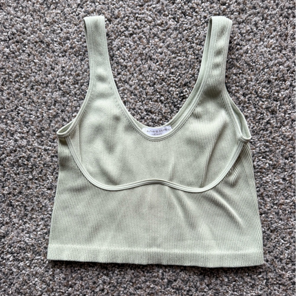 💚Altar'd State Light Sage Ribbed Crop Tank